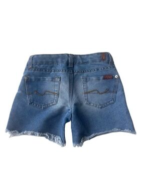 7 for all mankind Girls Denim Cutoff Shorts Size 7 Frayed Hem Medium Wash
